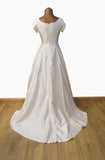 Vintage 90s Silk Wedding Dress Classy Belle Elegant Beading Train UK 8/10 - VintageFairy