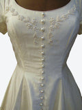 Vintage 90s Silk Wedding Dress Classy Belle Elegant Beading Train UK 8/10 - VintageFairy
