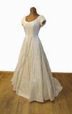 Vintage 90s Silk Wedding Dress Classy Belle Elegant Beading Train UK 8/10 - VintageFairy