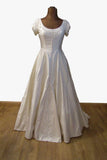 Vintage 90s Silk Wedding Dress Classy Belle Elegant Beading Train UK 8/10 - VintageFairy