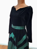 Vintage Dress 80s Evening Cocktail Prom Party Velvet Metallic Quality Midi UK 10 - Vintage Attic