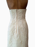 Wedding Dress Classy Elegant Lace Strapless Train Champagne UK 12 - Vintage Attic