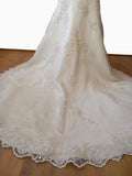 Wedding Dress Classy Elegant Lace Strapless Train Champagne UK 12 - Vintage Attic