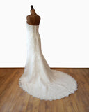 Wedding Dress Classy Elegant Lace Strapless Train Champagne UK 12 - Vintage Attic
