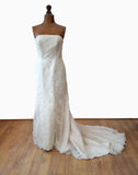 Wedding Dress Classy Elegant Lace Strapless Train Champagne UK 12 - Vintage Attic