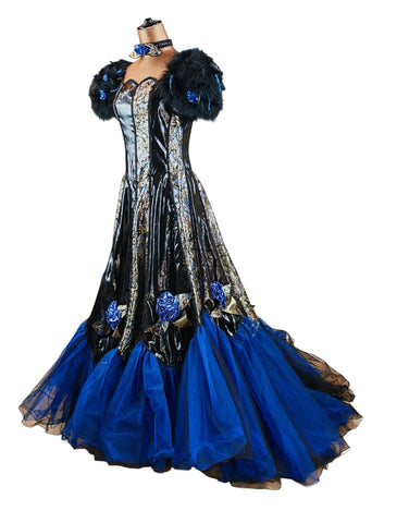 Feathers Metallic Ball Gown_ Size 10