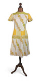 Genuine Vintage 50s 60s Dress Summer Yellow Handmade Silky Dropped Waist UK 12 - Vintage Boutique
