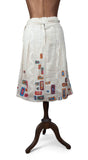 Genuine Vintage 50s Skirt Linen Summer Metallic zip Handmade Geometric UK 10 - Vintage Boutique