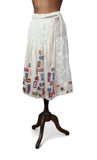 Genuine Vintage 50s Skirt Linen Summer Metallic zip Handmade Geometric UK 10 - Vintage Boutique