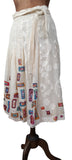 Genuine Vintage 50s Skirt Linen Summer Metallic zip Handmade Geometric UK 10 - Vintage Boutique