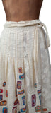 Genuine Vintage 50s Skirt Linen Summer Metallic zip Handmade Geometric UK 10 - Vintage Boutique