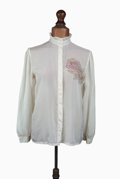 Italian Vintage 80s Shirt Blouse _ Size 14 - Vintage Boutique