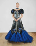 Feathers Metallic Ball Gown_ Size 10