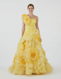 Yellow Ball Gown 3D Flowers _ Size 6