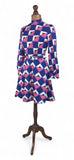 Vintage 60s Dress Handmade Gemoetric Skater Mod GoGo Knee Length Belted UK 12 - Vintage Boutique