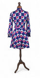 Vintage 60s Dress Handmade Gemoetric Skater Mod GoGo Knee Length Belted UK 12 - Vintage Boutique