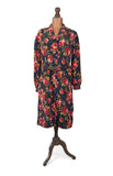 Vintage 60s Dress Mod Secretary Collared Belted Floral Satin Midi Handmade UK 20 - Vintage Boutique