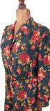 Vintage 60s Dress Mod Secretary Collared Belted Floral Satin Midi Handmade UK 20 - Vintage Boutique