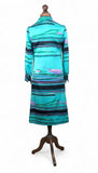 Vintage 60s Shirt Dress Mod Secretary Collared Midi Stripes Floral Midi UK 12 - Vintage Boutique