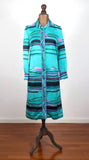 Vintage 60s Shirt Dress Mod Secretary Collared Midi Stripes Floral Midi UK 12 - Vintage Boutique