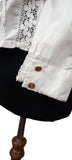 Vintage 70s 80s Shirt Blouse Elegant Classy Traditional Folk Lace Trims - UK 12 - Vintage Boutique