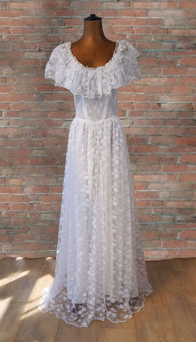 Vintage 70s Boho Wedding Dress _ Size 6