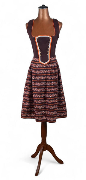 Vintage 70s Dirndl Dress Traditional Bavarian Oktoberfest Country Corset UK 6 - Vintage Boutique