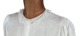 Vintage 70s Shirt Blouse Traditional Folk Dirndl Cottage Chic White Linen - UK 14 - Vintage Boutique