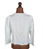 Vintage 70s Shirt Blouse Traditional Folk Dirndl Cottage Chic White Linen - UK 14 - Vintage Boutique