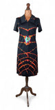 Vintage 70s Shirt Dress Mod Secretary Collared Boho Summer Midi Quirky UK 10 - Vintage Boutique