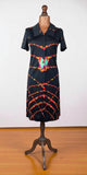 Vintage 70s Shirt Dress Mod Secretary Collared Boho Summer Midi Quirky UK 10 - Vintage Boutique