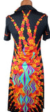 Vintage 70s Shirt Dress Mod Secretary Collared Boho Summer Midi Quirky UK 10 - Vintage Boutique