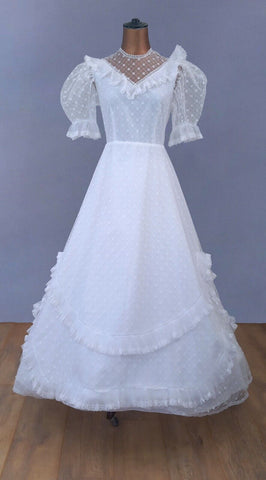 Vintage 70s Wedding Dress Boho - Size 8