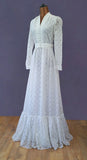 Vintage 70s Wedding Dress Boho Timeless Lace Classy Elegant Long Maxi Ivory UK 6 - Vintage Attic