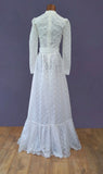Vintage 70s Wedding Dress Boho Timeless Lace Classy Elegant Long Maxi Ivory UK 6 - Vintage Attic