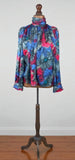 Vintage 80s Blouse Elegant Classy Elegant Floaty Satin Silky Floral UK 10/12 - Vintage Boutique