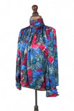 Vintage 80s Blouse Elegant Classy Elegant Floaty Satin Silky Floral UK 10/12 - Vintage Boutique
