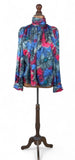 Vintage 80s Blouse Elegant Classy Elegant Floaty Satin Silky Floral UK 10/12 - Vintage Boutique