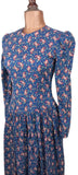 Vintage 80s Day Dress Casual Day Mod Secretary Floral Handmade Paisley UK 10/12 - Vintage Boutique