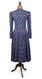 Vintage 80s Day Dress Casual Day Mod Secretary Floral Handmade Paisley UK 10/12 - Vintage Boutique