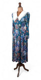 Vintage 80s Day Dress Casual Day Mod Traditional Folk Collar Floral Midi UK 10 - Vintage Boutique