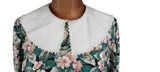 Vintage 80s Day Dress Casual Day Mod Traditional Folk Collar Floral Midi UK 16 - Vintage Boutique