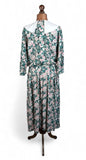 Vintage 80s Day Dress Casual Day Mod Traditional Folk Collar Floral Midi UK 16 - Vintage Boutique