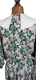 Vintage 80s Day Dress Casual Day Mod Traditional Folk Collar Floral Midi UK 16 - Vintage Boutique