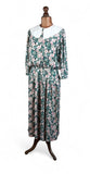 Vintage 80s Day Dress Casual Day Mod Traditional Folk Collar Floral Midi UK 16 - Vintage Boutique