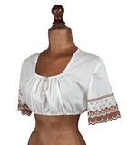 Vintage 80s Dirndl Blouse Traditional Folk Cottage Chic Embroidery - UK 10/12 - Vintage Boutique