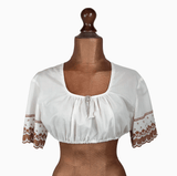 Vintage 80s Dirndl Blouse Traditional Folk Cottage Chic Embroidery - UK 10/12 - Vintage Boutique