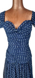 Vintage 80s Dress Cocktail Evening Elegant Classy Sweetheart Polka Dot UK 8 - Vintage Boutique