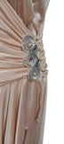 Vintage 80s Dress Elegant Classy Cocktail Jersey Drape Ruchings Sequins - UK 10 - Vintage Boutique