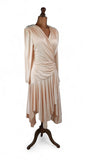 Vintage 80s Dress Elegant Classy Cocktail Jersey Drape Ruchings Sequins - UK 10 - Vintage Boutique